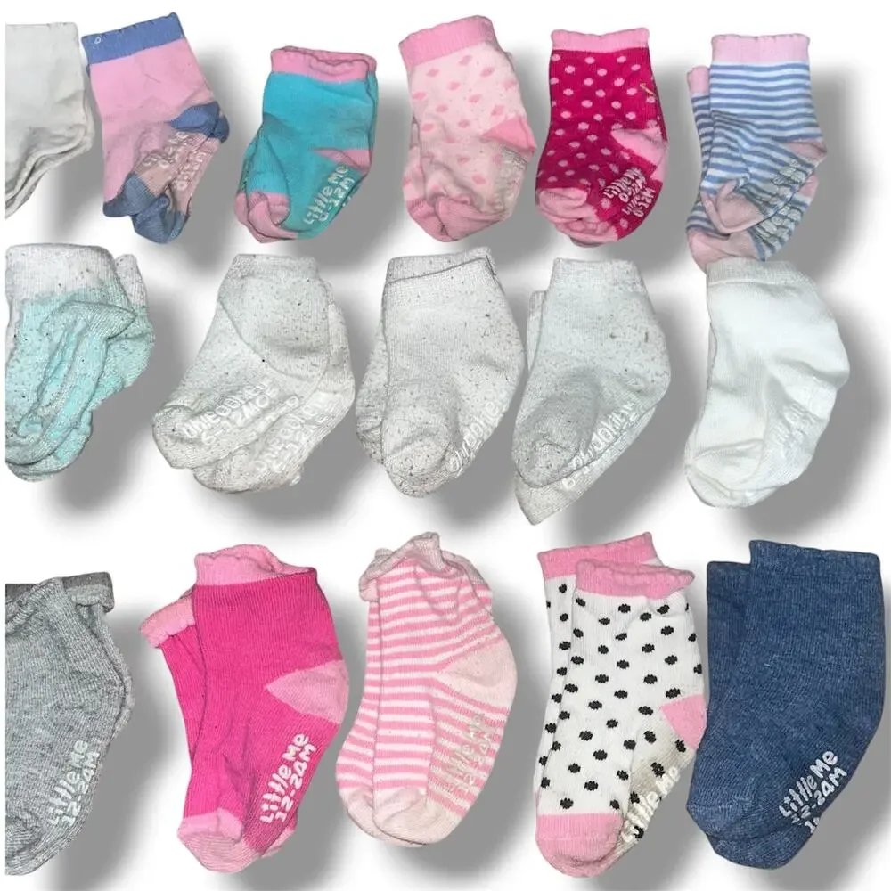 Multi-Brand Baby Girl Sock Lot (25 Pairs) | Sizes 0-24 Months